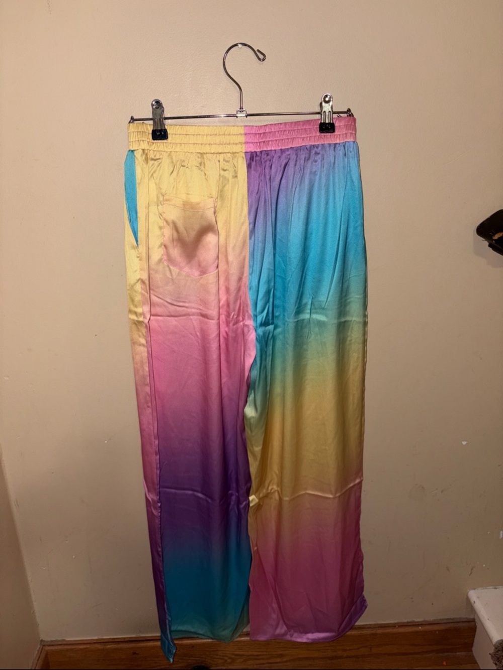Dressed in LALA Satin Playsuit in Pastel Rainbow Daydream Oversized Small S New - Picture 9 of 9